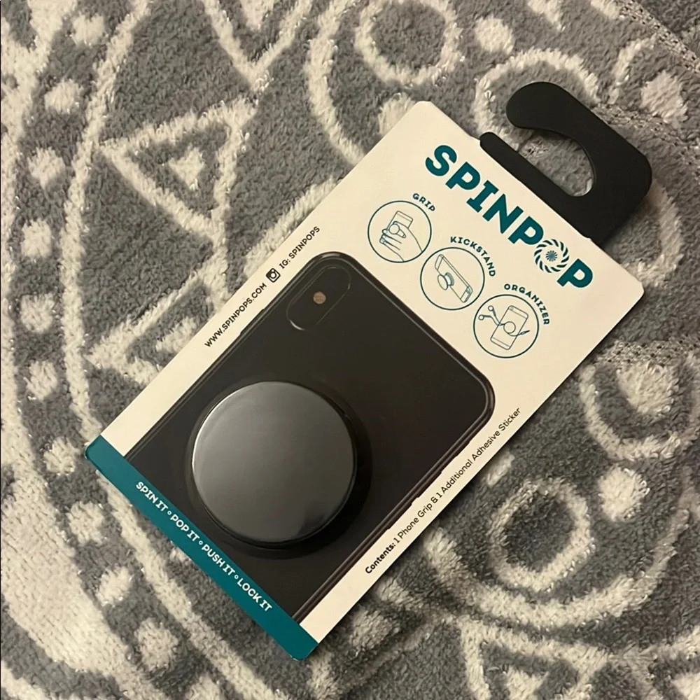 SpinPop Black Phone Grip and Stand NIP Pop Socket